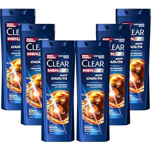 Clear Men Shampoo Antiforfora per capelli fragili Anti Caduta fino al 100% di protezione dalla forfora* 6x 360 ml