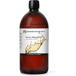 n2 Aromatherapy n2 Olio di Mandorle Dolci Naturale - 900ml - Vegan, senza OGM - Ideale per l'Aromaterapia, Massagio - Idratante Per Corpo, Viso, Labbra, Capelli, Pelle, Barba e Cuticole