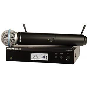 Shure BLX24R/B58 UHF - Sistema microfono wireless per chiesa, karaoke, canto - 14 ore di durata della batteria, portata 100 m | BETA 58A, microfono palmare canale, ricevitore per montaggio rack a