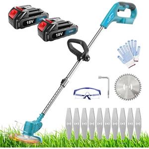 ANUPTTA Kit Tagliaerba a Batteria 18V: 2 Batterie da 3.0Ah + Caricabatterie Rapido, Manico Telescopico Regolabile - Compatibile con Sistema a Batteria Makita 18V, Adatto per giardini, prati e cortili