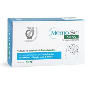 BIONATIVA Memosel Mens - Integratore per Memoria e Funzioni Cognitive con Fosfoserina, L-Glutammina e Bacopa, 30 Compresse