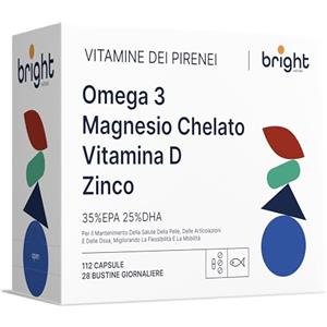 Bright Naturo Zinco Omega 3 Magnesio Vitamina D |100% naturale | Set di vitamine Bright Naturo
