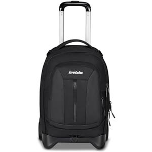 Invicta Trolley Scuola Plug Led, Nero, 3 in 1, Zaino Doppio Scomparto Con Carrello Sganciabile, Tasca Per PC, Tasca Per Borraccia, 34 lt, Scuola Media e Superiore, Viaggio, Zaino Ragazza e Ragazzo