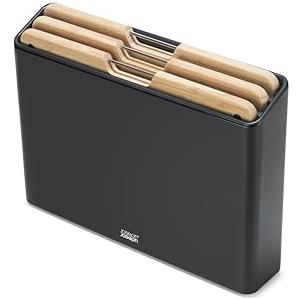 Joseph Joseph Folio Set di 3 Taglieri in Bambù Antiscivolo con Custodia in Acciaio Inox Nero