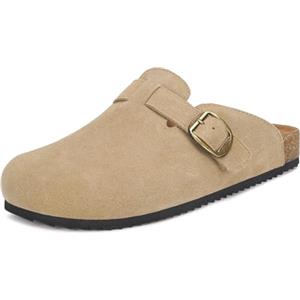 Intini Zoccoli Donna Sabot Pantofole Chiuse Uomo Ciabatte in Pelle con Comodo Scarpe da Giardino Sandali Ciabatta Traspirante Albicocca 39