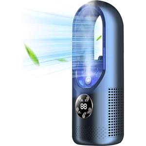 XINYUNXIN Ventilatore USB multifunzione senza pale, ventilatore di raffreddamento a 6 velocità con funzione timer, ventilatore verticale senza pale con display a LED, a basso rumore, portatile (Blu)