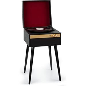 Auna Giradischi Bluetooth per Dischi in Vinile, Lettore a 3 Velocità di Riproduzione, Giradischi Vinili Vintage con Casse Stereo, Gira Dischi per Vinile CD USB con Jack per Cuffie e Adattatore, Nero