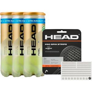Rezztek Padel Bundle - Head Padel Pro S+ Confezione da 3 (9 palline) & Rezztek Pro Spin Strips per racchetta padel - Pacchetto per il massimo giro e il controllo ottimale