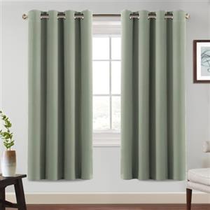 BellaHills Tende Oscuranti per Interni con Anelli 2 Pezzi 140L x 225A cm Tende Termiche per Soggiorno e Camera da Letto per Salotto Moderne Tenda Fonoassorbente, Verde Salvia
