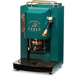 FABER COFFEE MACHINES | Modello Pro Deluxe | Macchina caffe a cialde ese 44mm | Rifiniture ottonato | Pressacialda in ottone regolabile | elettrovalvola di serie (BRITISH GREEN)