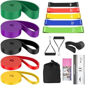 Turiueba Elastici Palestra Fitness 14 in 1 Bande Elastiche Fascia Elastica Allenamento Loop Band Donna Uomo Resistance Set Trazioni alla Sbarra Calisthenics Fisioterapia Pilates con Maniglie Ancore di Porta
