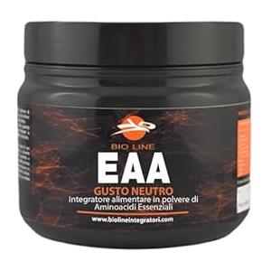 Laboratori Bio Line - EAA Aminoacidi Essenziali Polvere con Aminoacidi Ramificati BCAA 2 1 1 (250 gr) Integratori Pre Workout, Intra Workout o Post Workout, per la Massa Muscolare (Gusto Neutro)