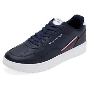 Tommy Hilfiger Uomo Sneakers con Suola Preformata Basket Core Stripes Profilo Basso, Bianco (White), 45