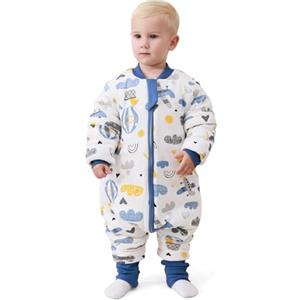 Mosebears Sacco nanna per neonato con gambe e imbottitura calda per l'inverno, maniche rimovibili, unisex, modello Blue Plane, 2 - 4 anni, (altezza del bambino 95 - 105 cm)