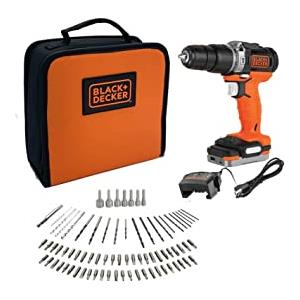 BLACK+DECKER Trapano a percussione Black+Decker 12 V + 80 accessori + batteria 1,5 Ah + borsa per il trasporto BDCHD12S1A