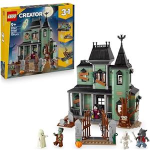 LEGO Creator 3 in 1 Villa Spettrale - Casa Giocattolo Interattiva che si Trasforma in Nave Fantasma o in Treno - Include 5 Minifigure - Regalo di Halloween per Bambini e Bambine da 9 Anni in su 31167