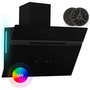 Klarstein Alina - Cappa Aspirante, 60cm Cappa a Parete, 600 m³/ora, LED 9 Colori, Touchscreen, Classe A, 52 dB, Nero, Ricircolo & Scarico