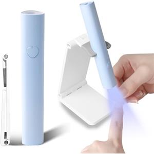 ANGNYA Lampada UV LED Unghie,Fornetto Unghie Semipermanente con Supporto,Mini Lampada UV LED Unghie Macaron Senza Fili 3W, USB Ricaricabile e Portatile per Unghie Adesive Gel Azzurro…