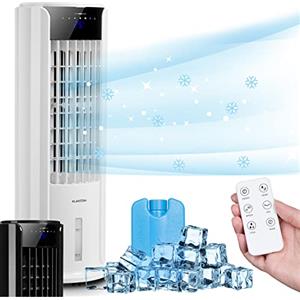 Klarstein Condizionatore Portatile Senza Tubo 60W, 4in1, Umidificatore, Climatizzatore Portatile Silenzioso con Night Mode, Ventilatore Aria Fredda, Raffrescatore d'Aria 486m³/h, Serbatoio da 3.5L