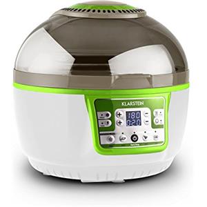 Klarstein VitAir Turbo - Friggitrice ad Aria, 1400 Watt, Camera Cottura 9 L, Grill, Tostatura, Riscaldatore Alogeno a Infrarossi, Programmi Automatici, LCD, Strato Antiaderente, Verde/Bianco