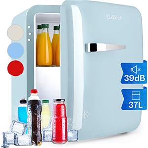 KLARSTEIN Mini Frigo da Camera, Frigo Portatile da Camera, Frigorifero Piccolo da Ufficio, Mini Frigo Bar da Camera, Design Vintage, Ripiani Rimovibili, Mini Frigo Portatile Campeggio e Skin Care 32L