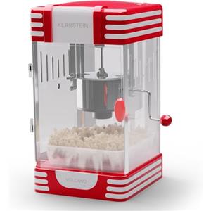 Klarstein Macchina Popcorn Bambini Vintage, Macchina per Pop Corn 300W, Macchina Popcorn Professionale con Contenitore in Acciaio Inossidabile, Stile Retro