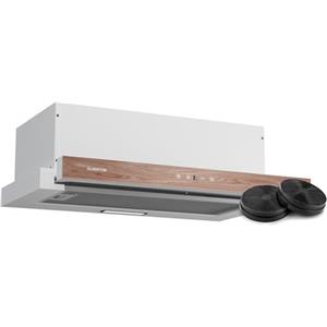 Klarstein ZenFusion - Cappa Aspirante da Incasso, 60cm, Cappa da Cucina con Comando a Sfioramento, 400 m³/ora, Efficienza Energetica A, LED, Filtro Antigrasso & a Carboni, Design Finto Legno