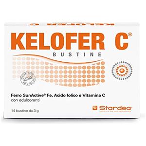 STARDEA Srl STARDEA Kelofer C, Integratore Alimentare, Contribuisce alla Formazione dei Globuli Rossi e all'Assorbimento del Ferro, con Ferro| Acido Folico, Vitamina C, 14 Bustine