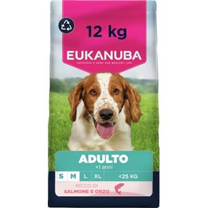 Eukanuba Mangime Secco Premium per Cani Adulto con Salmone e Orzo - 12 kg per Razze Piccole e Medie