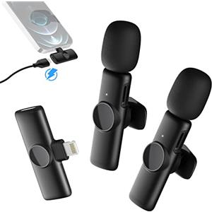 Moman Microfono Per iPhone, Gimpro MS1X(A)【Lightning】Microphone Lavalier Senza Fili per iPhone iPad Con 2TX e 1RX Registrazione Tiktok Youtube Facebook Instagram, Microfono-Lavalier-Wireless-iPhone-iPad
