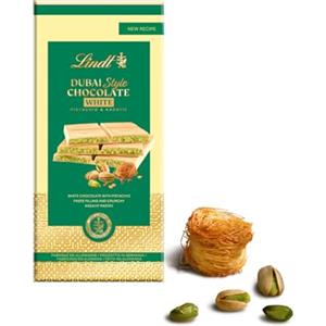 Lindt Tavoletta DUBAI STYLE CHOCOLATE, Tavoletta di Cioccolato Bianco, ripiena di Pistacchio e Kadayf, Formato 150g