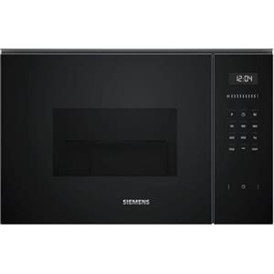 Siemens BE555LMB1 iQ500, forno a microonde da incasso con funzione grill, 59 x 38 cm, 900 W, 25 l, in acciaio inox, controllo touchControl, aiuto idrolitico, cookControl 8 microgrammi automatici, nero