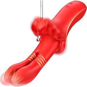 Huuime Dildo Vibratoreper Donna Professionale Sex Toys - 4 in 1 Vibratoriper Donne Clotoride con 10 Spinte e Vibrazioni, Stimolatore Clitoride e Punto g Femminile Toys Sessuali per Donna Sexytoysys Coppia