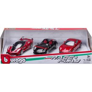 BBURAGO Collezione Scuderia Ferrari Racing - Set di 3 Auto in Scala 1:43, Die-cast, Età 3