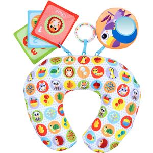 Chicco Cuscino Animal Tummy Time - Cuscino Ergonomico per Gioco a Pancia in Giù con Attività Manuali, Specchio e Sonaglio, Lavabile, per Bambini 2-9 Mesi