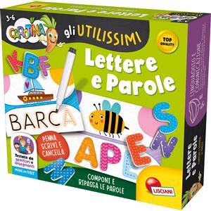 Lisciani Giochi - Carotina Gli Utilissimi Lettere e Parole: Gioco Educativo con Penna Scrivi e Cancella per Imparare a Leggere e Scrivere