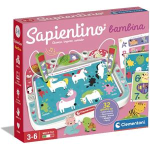 Clementoni Sapientino Bambina - Gioco Educativo Elettronico con Penna Interattiva, 32 Attività per Bambini 3-6 Anni, Made in Italy