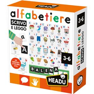 HEADU Alfabetiere Tattile Scrivo e Leggo - Gioco Educativo con Compositoio e Letterine Mobili per Bambini 3-6 Anni