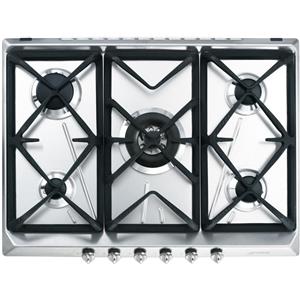 Smeg Piano cottura 5 fuochi L 68.5 cm SRV576GH5 SMEG silver griglie in ghisa