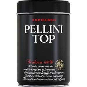 Pellini Caffè Top 100% Arabica, Caffè Macinato per Moka dall'Aroma Intenso e Avvolgente, Miscela 100% Arabica a Tostatura Delicata, Confezione da 250g