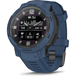 Garmin Instinct Crossover - Solar, Smartwatch ibrido, 45mm, Ricarica solare, Rugged design e Lancette Super-Luminova, Autonomia 70 giorni, +30 Sport, GPS, Cardio, SpO2, Activity Tracker (Tidal Blue)