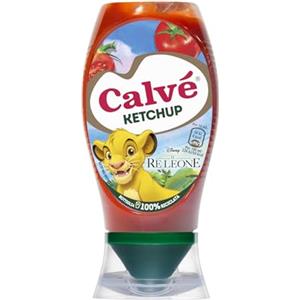 Calvé Ketchup Light Disney, Formato 430 ml, Ketchup Light con Stevia*, Contiene il 50% in Meno di Zuccheri, Senza Glutine, Senza Conservanti e Senza Coloranti, Vegano