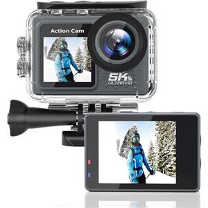 Jectse Action Cam 5K, Telecamera Sportiva WiFi 24MP Impermeabile con Telecomando per Moto, Videocamera Subacquea Anti-Vibrazione, Grandangolo 170 Gradi