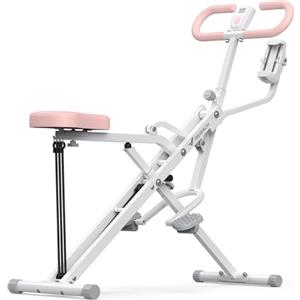 MERACH 2 IN 1 Macchina per Squat e Vogatore, con Supporto per Telefono, Attrezzatura Fitness Pieghevole per Allenamento Completo, Glutei, Gambe & Core, MAX 158 kg, 10 Min Montaggio, R07 Pro - Bianco
