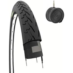 ECOVELO COPERTONE 700 X 28 C + CAMERA PNEUMATICO STRADALE SLICK NERO 28 X 1 5/8 1/8 (28-622) BICICLETTA VINTAGE