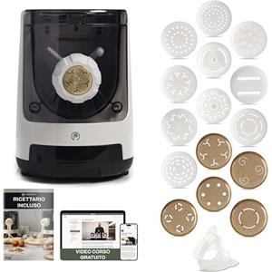 CLASSE ITALY PASTAIO Macchina per la Pasta con 16 trafile di cui 5 in Bronzo. 5 ANNI GARANZIA ITALIA, Pasta Maker, con bilancia, fino a 800g di pasta, 25 tipi diversi di pasta