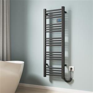 EMKE Scaldasalviette elettrico, 120 x 40 cm, termosifone elettrico con interruttore touch timer, scaldasalviette elettrico, nero opaco, 450 W