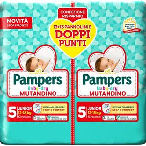 FATER SpA Pampers Baby-Dry Mutandina Junior 12-18kg - 26 Pezzi con Barriere Stop&Protect