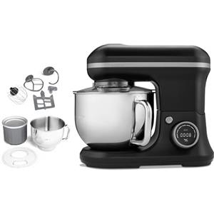 MEDION Robot da cucina (1.200 watt, 8 impostazioni, miscelare impastare mescolare, display digitale, ciotola in acciaio inox da 5 litri, ciotola per la preparazione del gelato, MD18420) nero