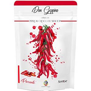 CASATA DEL LAGO - Peperoni cruschi di Senise IGP speziati, peperone crusco Don Geppino fritto in olio extravergine di oliva, confezione da 15 grammi (Singola, Piccanti)